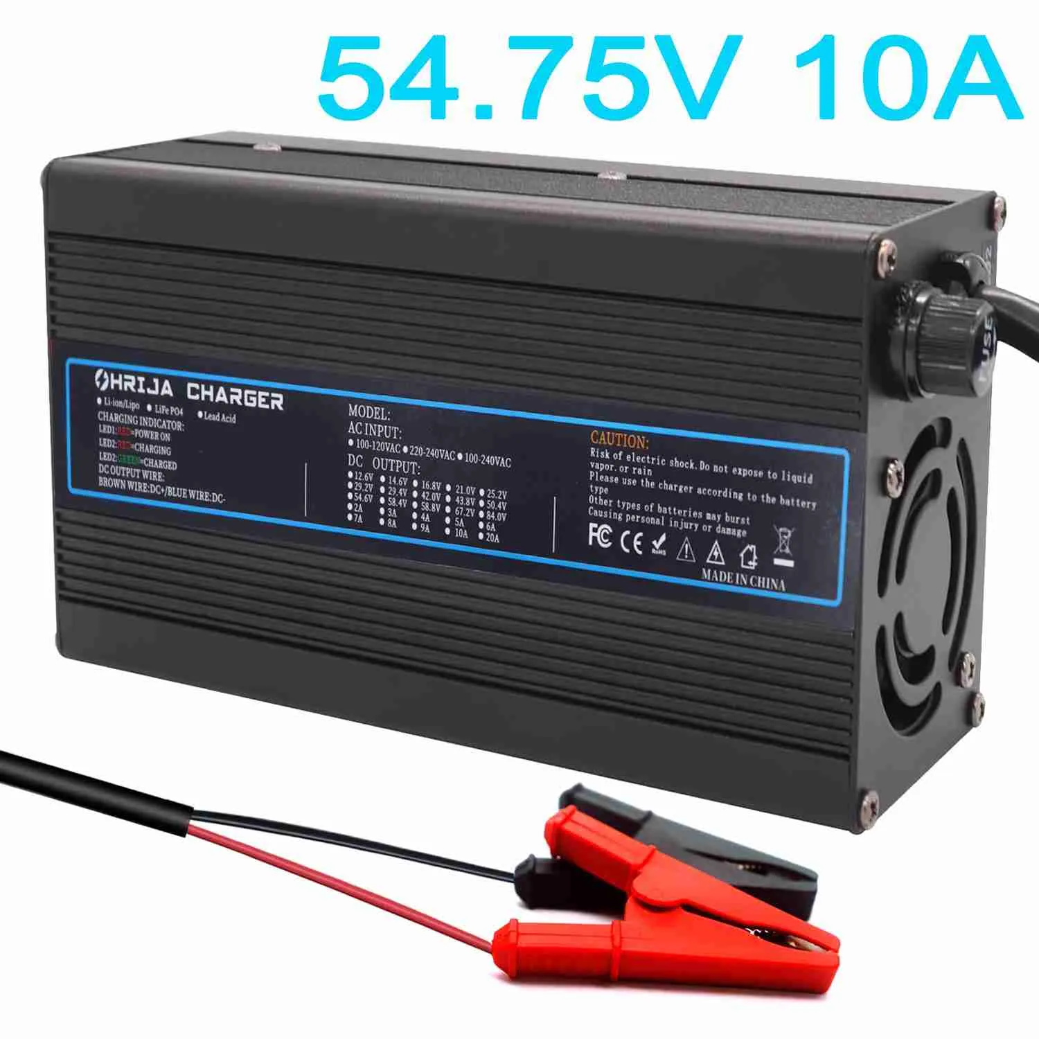 2. Carregador de bateria OHRIJA Ebike 48 V (54,75 V 10 A)