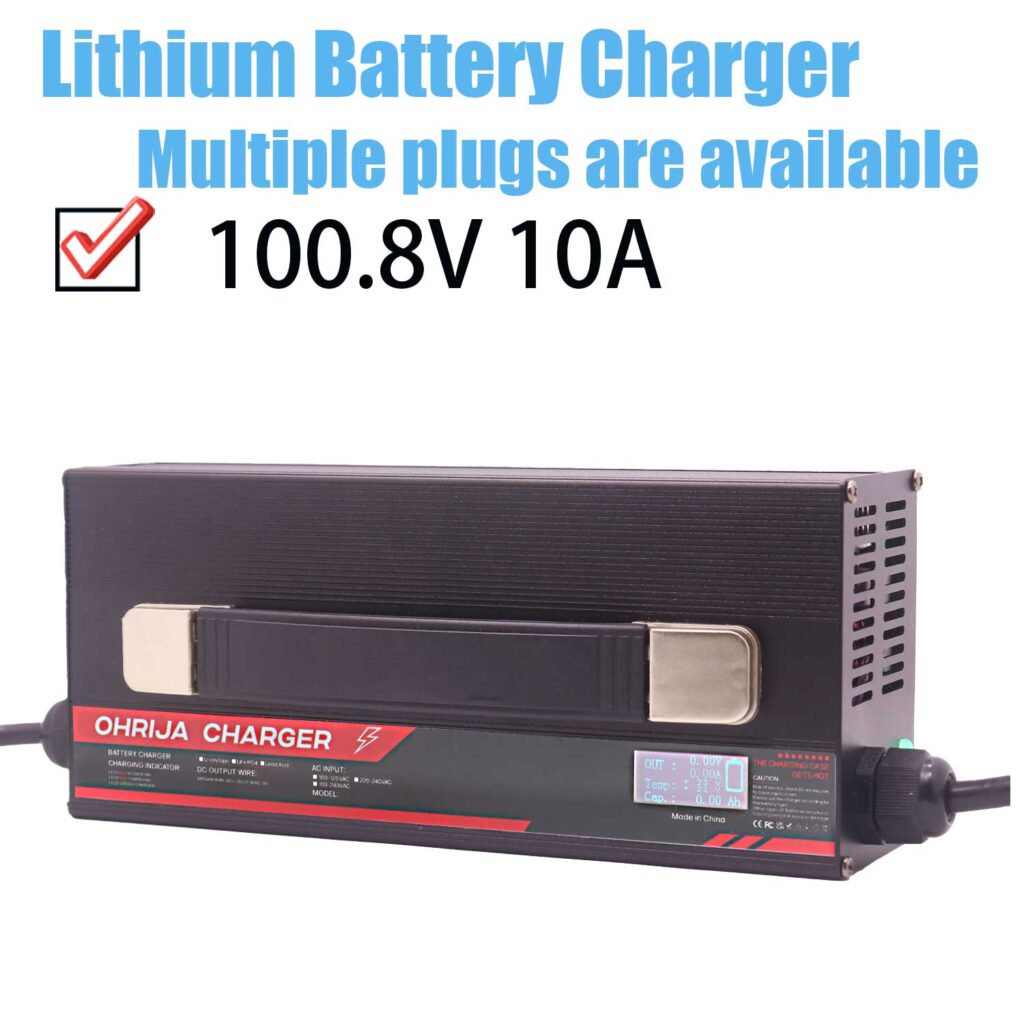 6 Steps to Manually Charge a Scooter Battery Safely and Effectively 3 OHRIJA 100.8v lithium ion battery charger 100.8V 10A charger makes it suitable for 24S 88.8V Li-ion Battery Chargers