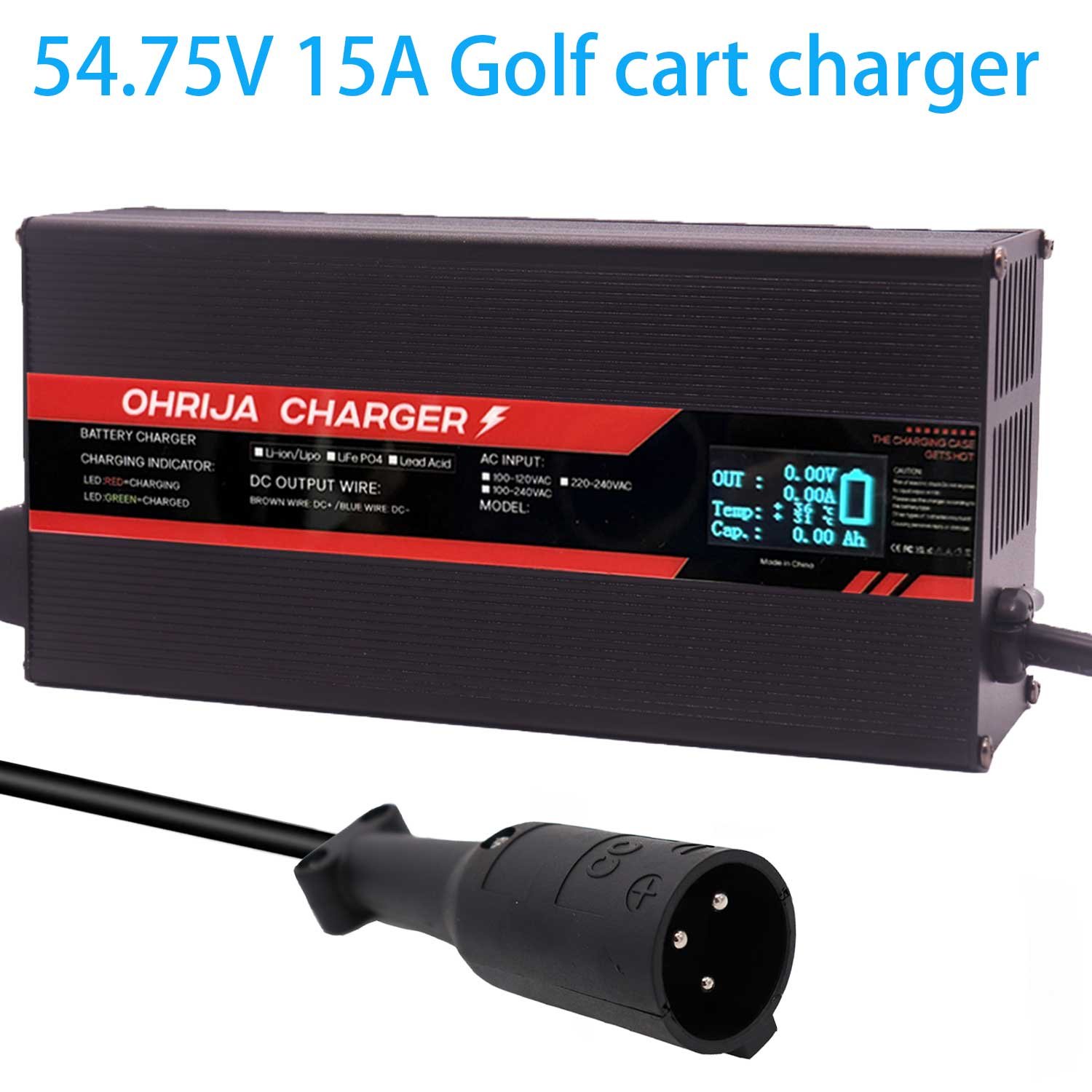 OHRIJA 54.75V 15A Golf Cart Chargers 48V Lithium Golf Cart Battery Chargers Lifepo4 Golf Cart Chargers 1 OHRIJA 54.75V 15A Golf Cart Chargers 48V Lithium Golf Cart Battery Chargers Lifepo4 Golf Cart Chargers