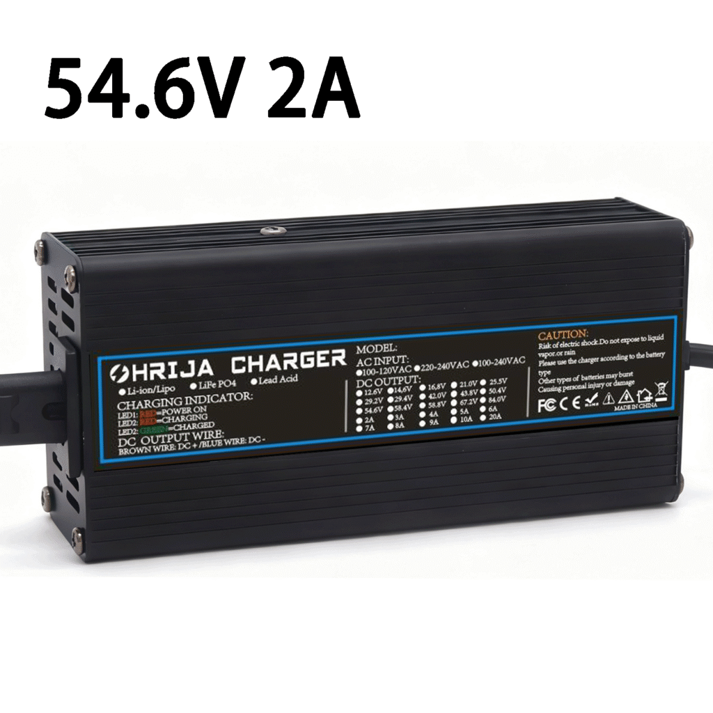 OHRIJA 54.6V 2A Aluminum Alloy Lithium Battery Charger for 48V Electric Scooter/Balancing Vehicle/Electric Vehicle (13 Series 48V Lithium Battery)