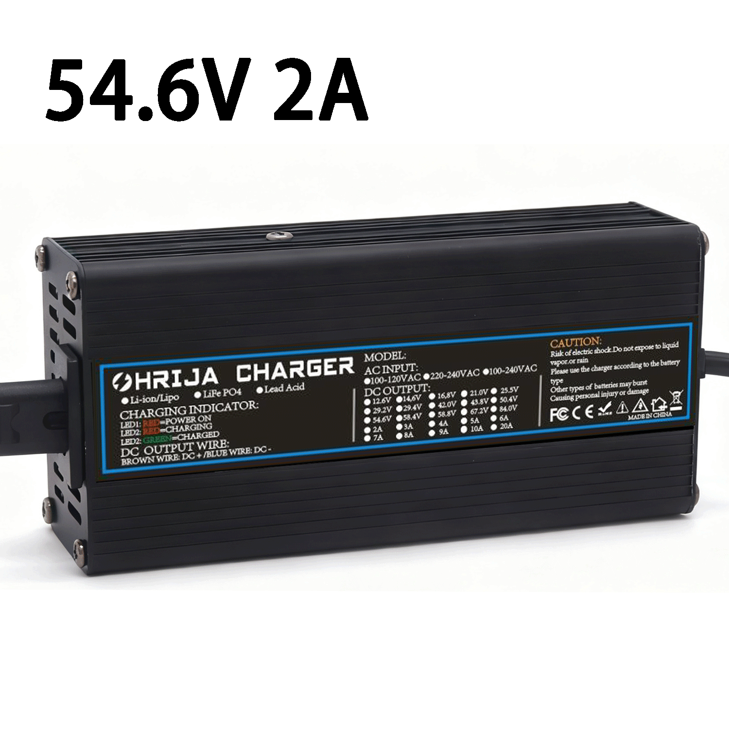 OHRIJA 54.6V 2A Aluminum Alloy Lithium Battery Charger for 48V Electric Scooter/Balancing Vehicle/Electric Vehicle (13 Series 48V Lithium Battery) 1 OHRIJA 54.6V 2A Aluminum Alloy Lithium Battery Charger for 48V Electric Scooter/Balancing Vehicle/Electric Vehicle (13 Series 48V Lithium Battery)