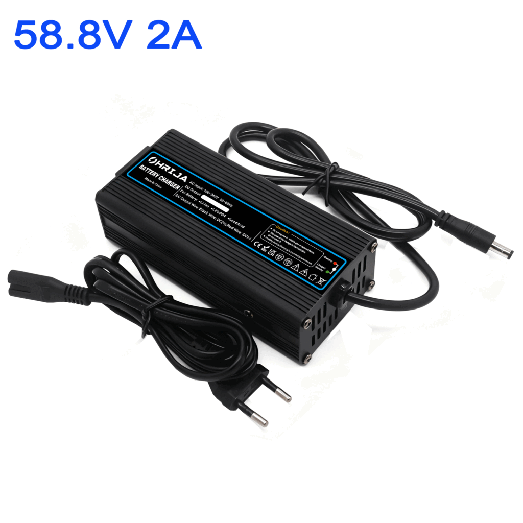 OHRIJA 58.8V 2A Aluminum Alloy Lithium Battery Charger for 48V Electric Scooter/Balancing Vehicle/Electric Vehicle (14 Series 48V Lithium Battery)