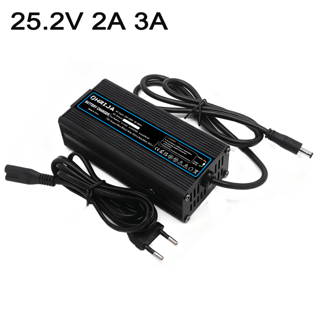 OHRIJA 25.2V 3A Aluminum Alloy Lithium Battery Charger for 24V Electric Scooter/Balancing Vehicle/Electric Vehicle (6 Series 24V Lithium Battery)