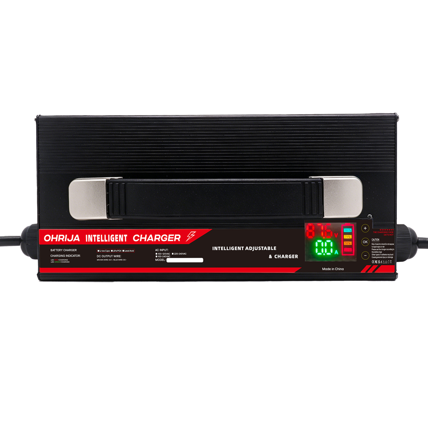 Intelligent adjustable voltage and current charger 9.6 - 88.2V 2 - 20A high-power DC adjustable power supply charger with digital display, constant current and constant voltage automatic switching. Suitable for lithium batteries / lead-acid batteries / batteries. 3 2 1