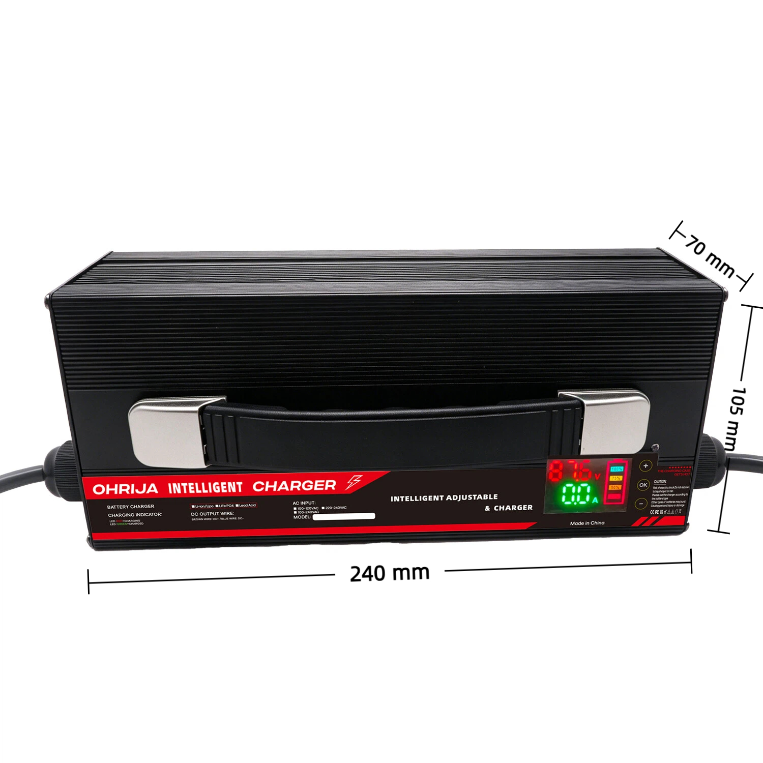 Intelligent adjustable voltage and current charger 9.6 - 88.2V 2 - 20A high-power DC adjustable power supply charger with digital display, constant current and constant voltage automatic switching. Suitable for lithium batteries / lead-acid batteries / batteries. 2 3 1
