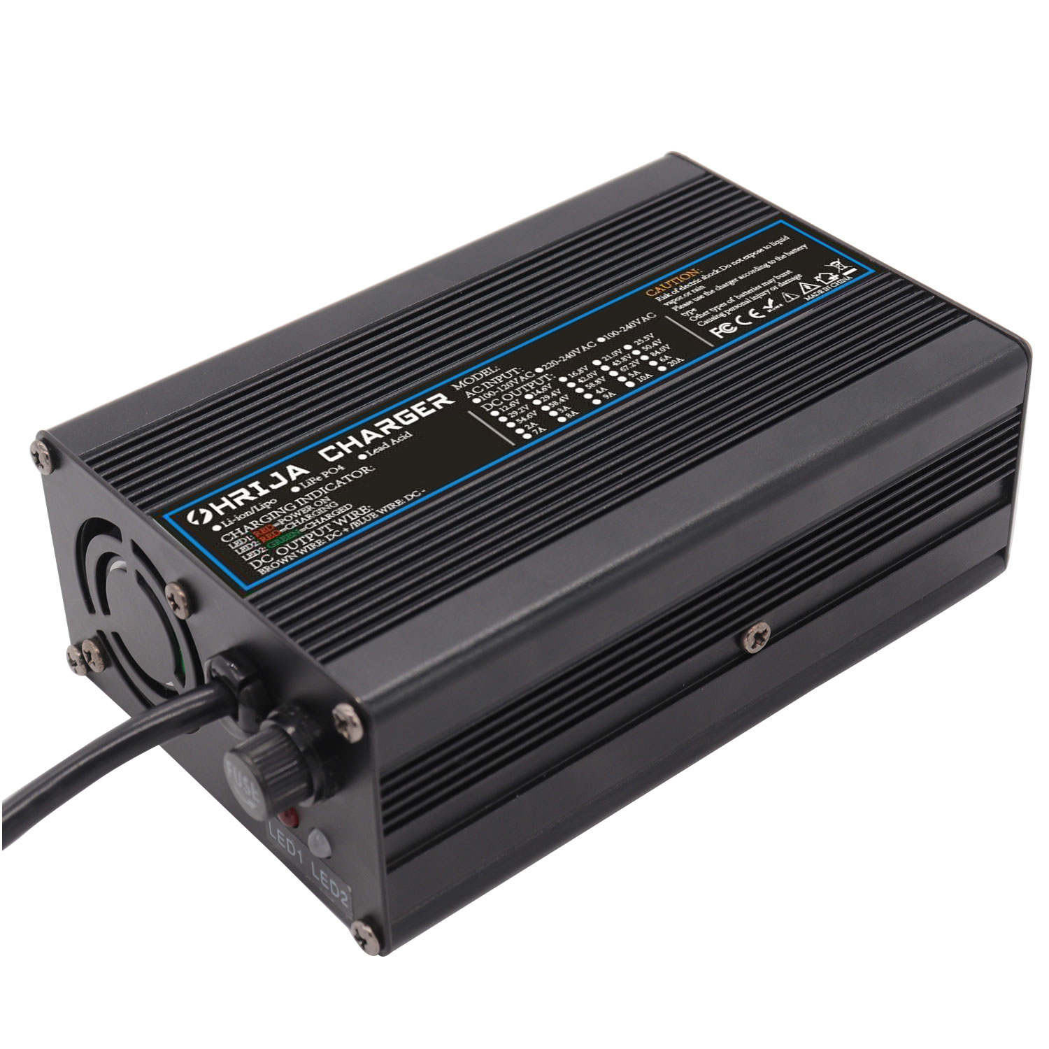 OHRIJA 18.25V 10A Aluminum Alloy Lithium Battery Charger for 5 Series 16V Lifepo4 Battery 6 300W不带显2