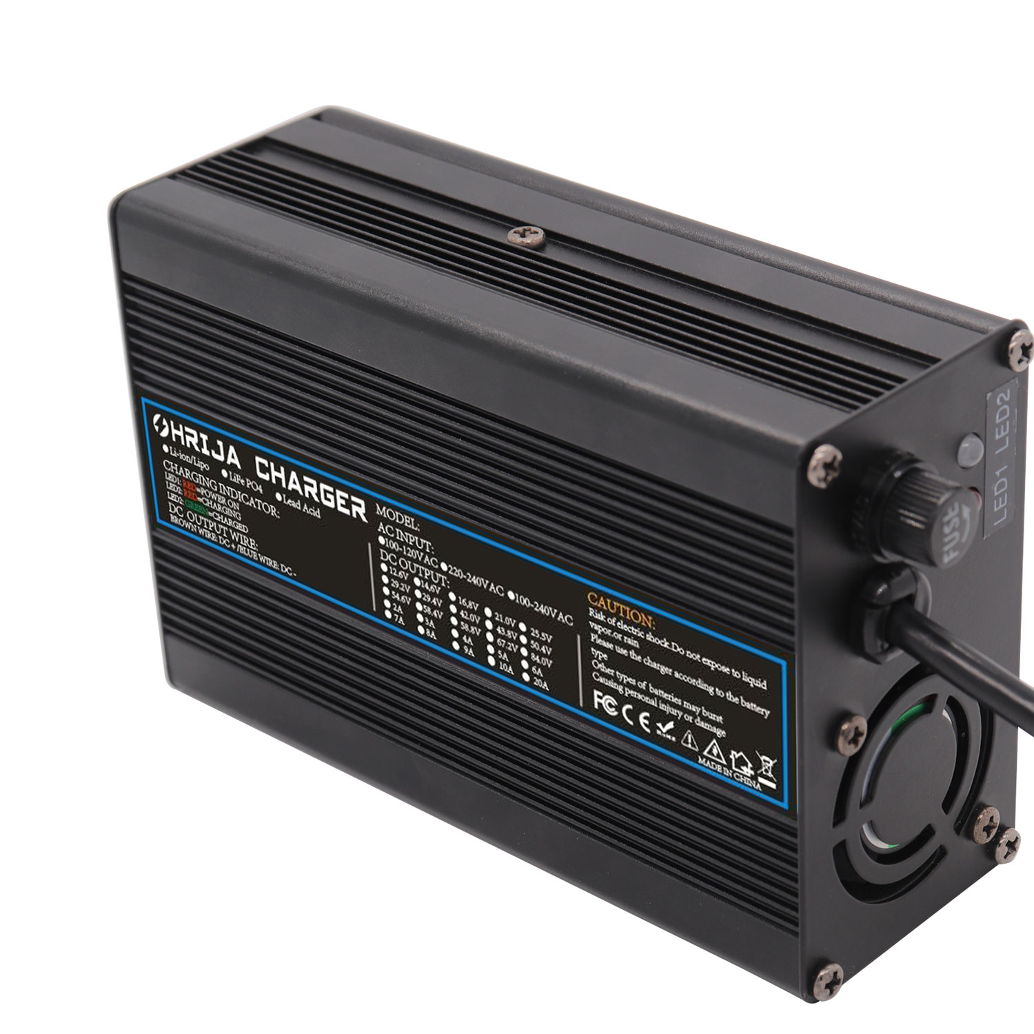 OHRIJA 18.25V 10A Aluminum Alloy Lithium Battery Charger for 5 Series 16V Lifepo4 Battery 5 300W不带显3