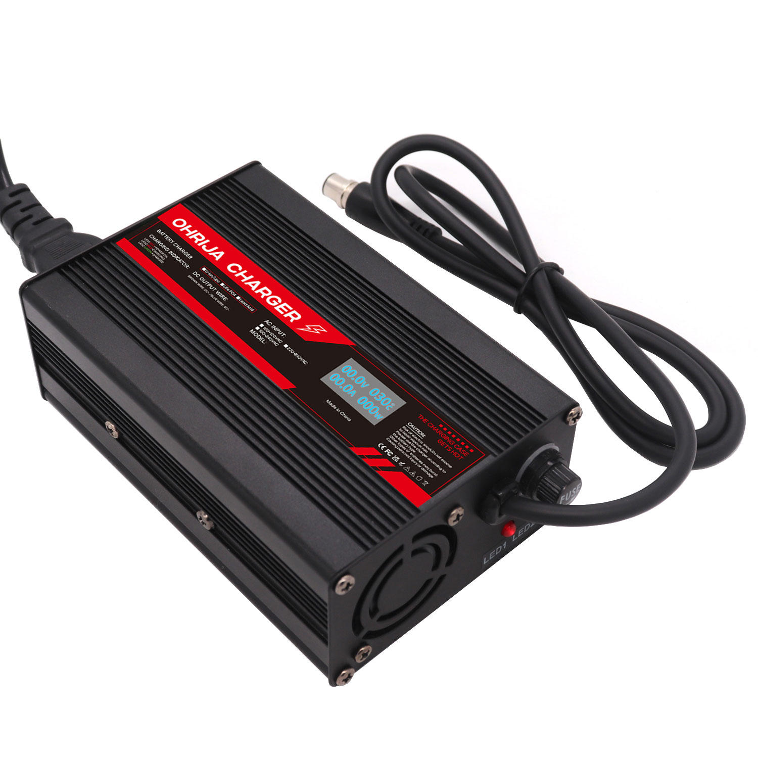OHRIJA 54.6V 2A 2.5A 3A Lithium Battery Charger with LCD Digital Display | 48V 13S Li-ion Battery Pack CC CV Smart Charger 6 300W 显1