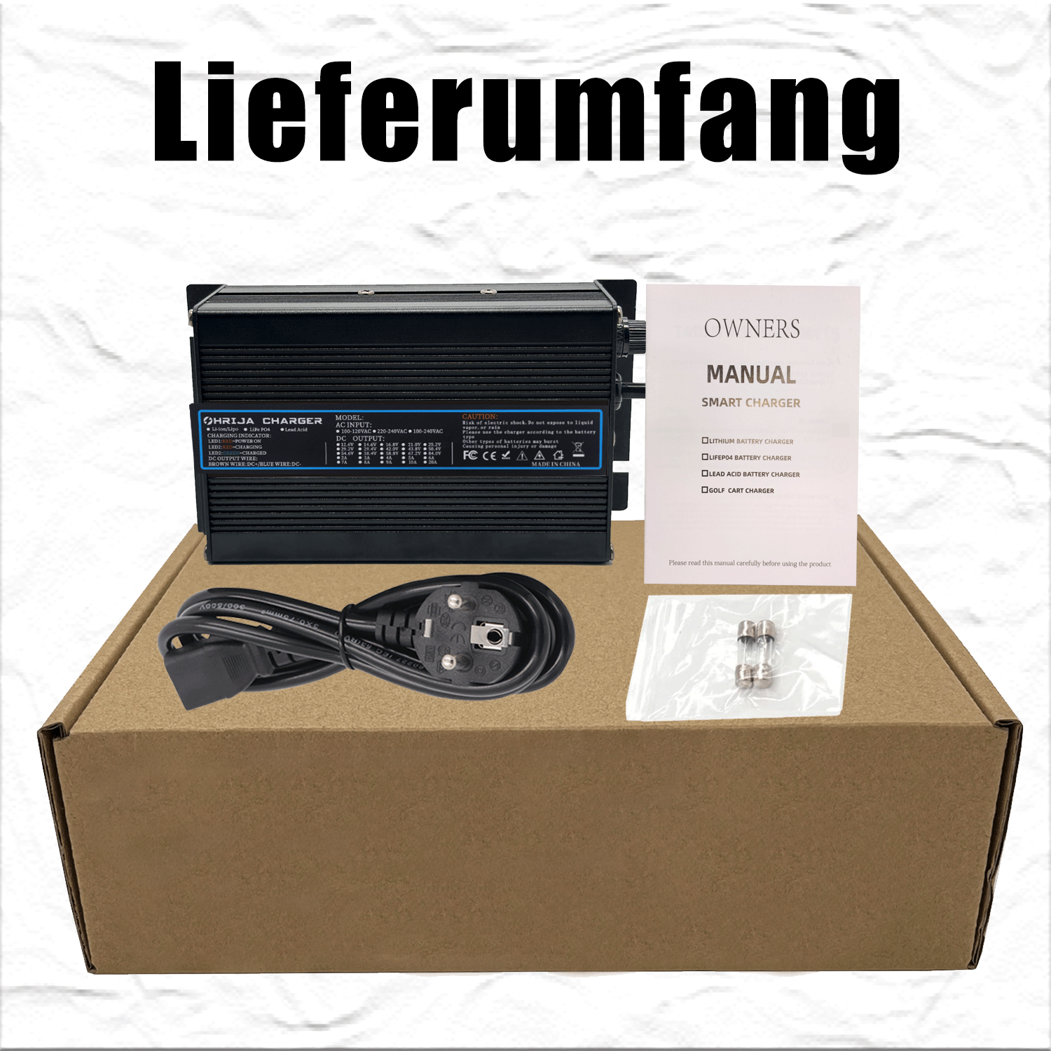 OHRIJA 180W LiFePO4 Battery Charger | Wide AC Input, Optional EU/US/UK/AU Plugs & Multiple Custom DC Output Connectors 7 300W8 1